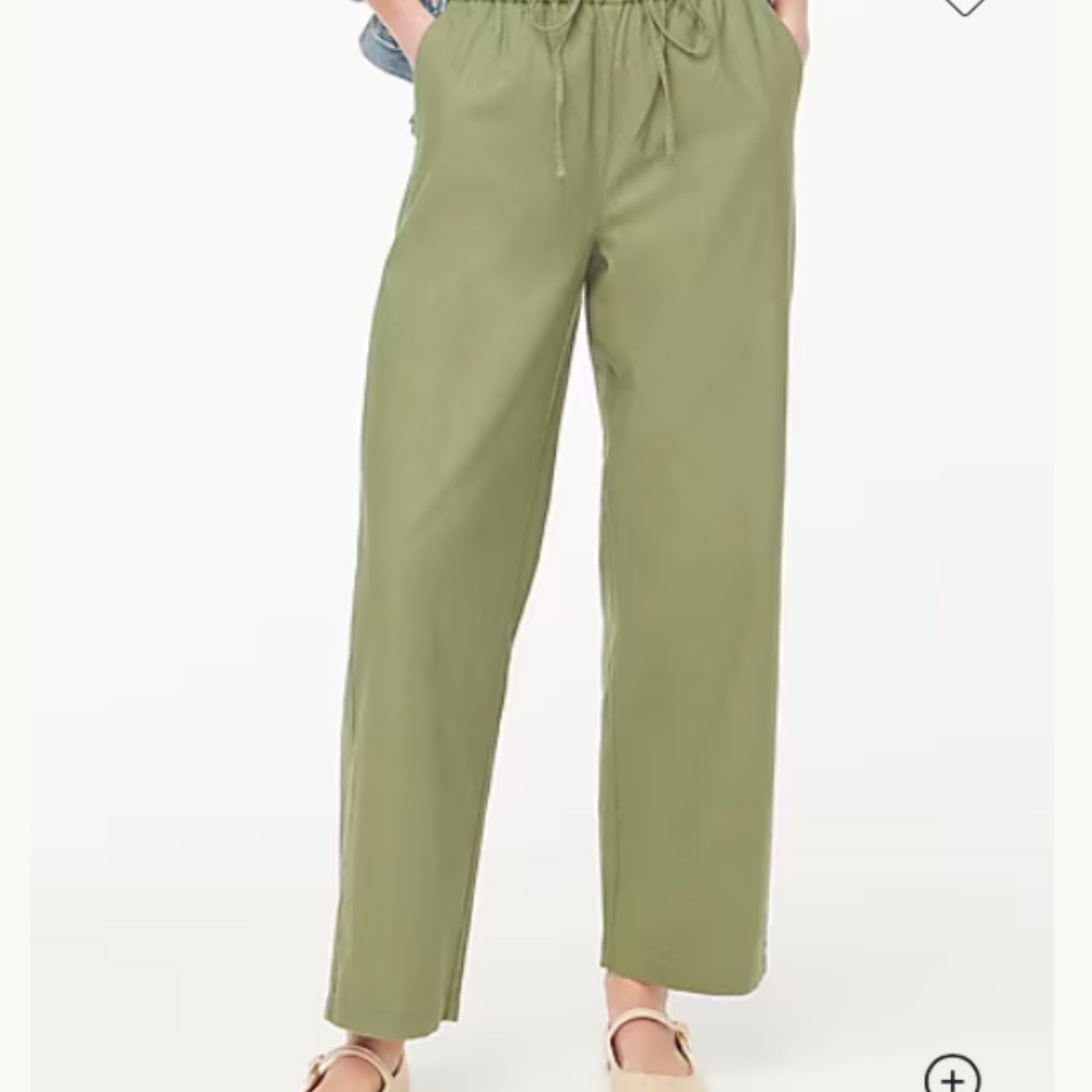 JCrew Factory - linen olive drawstring pocketed pants - Women's 8